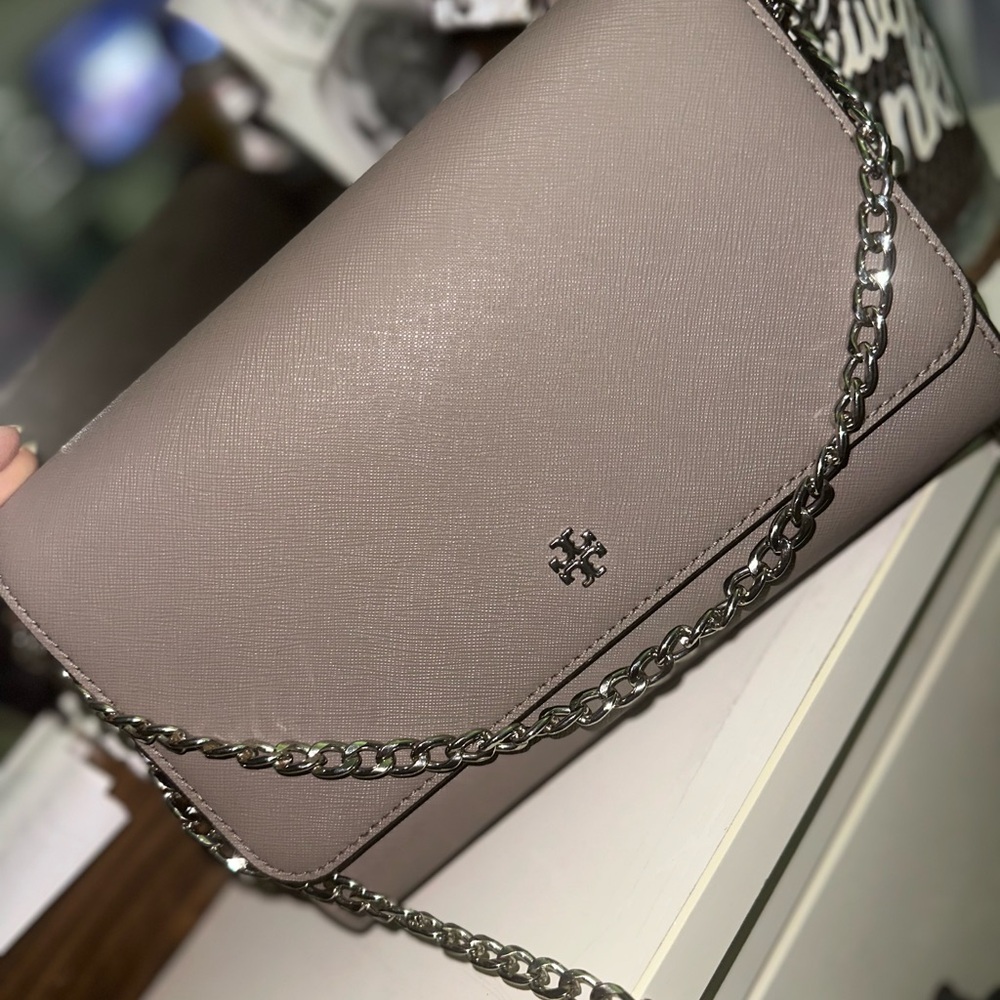 Tory Burch Gray Chain Shoulder Bag